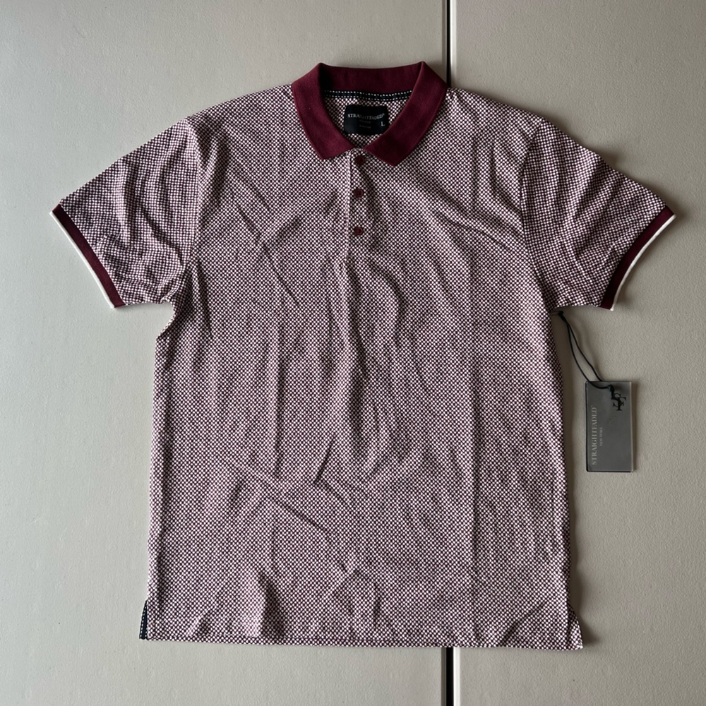 Straightfaded New York Men’s Jacquard Burgundy Polo Shirt NWT